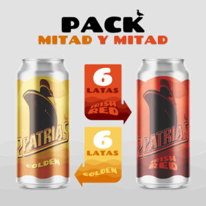 Pack de 12 latas de cerveza artesanal mitad estilo golden y mitad estilo irish red