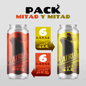 Pack de 12 latas de cerveza artesanal mitad estilo irish red y mitad estilo pale ale