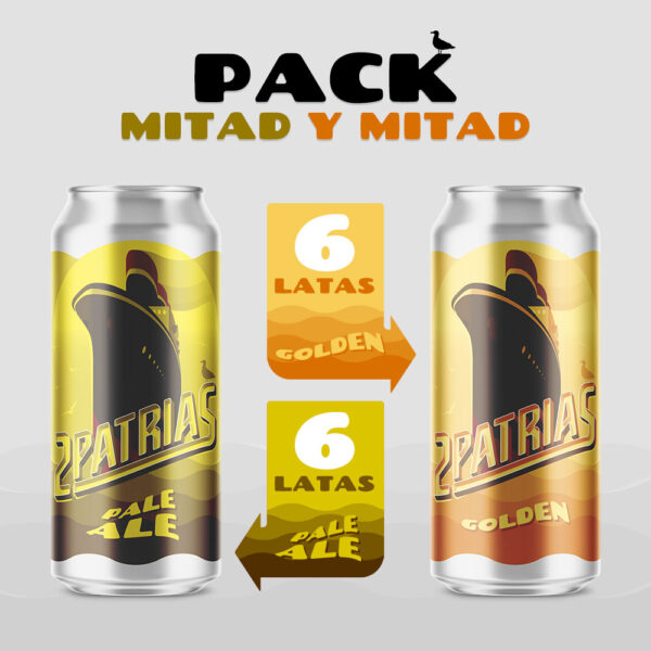 Pack de 12 latas de cerveza artesanal mitad estilo golden y mitad estilo pale ale