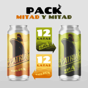 Pack de 24 latas de cerveza artesanal mitad estilo golden y mitad estilo ipa session
