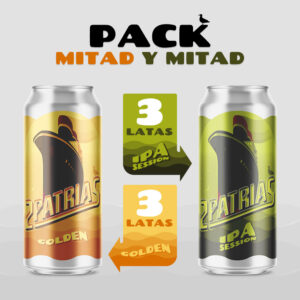 Pack de 6 latas de cerveza artesanal mitad estilo golden y mitad estilo ipa session