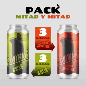 Pack de 6 latas de cerveza artesanal mitad estilo ipa session y mitad estilo irish red