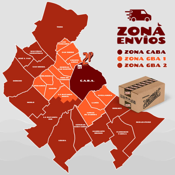 Mapa de zonas de envio en caba gba1 y gba2 argentina por welivery